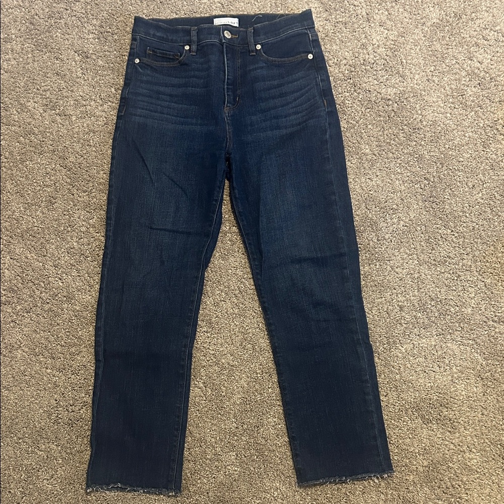LOFT Straight Crop Dark Blue Jeans